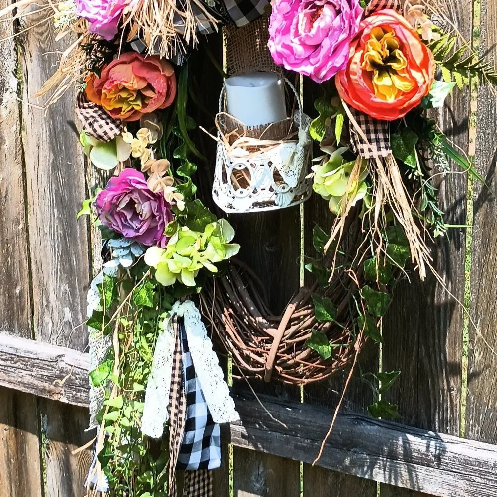 Summer Wreath,Farmhouse Front Door Wreath,Spring Wreath,Floral Arrangement